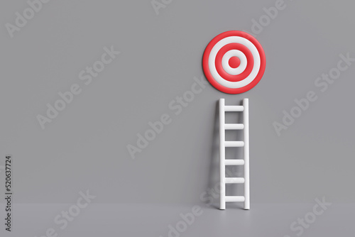 inspiration concept and the determination of planning to achieve goals. white ladder and aim high to the target. 3D rendering illustration