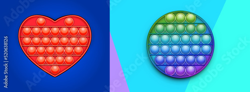 New popular sensory anti-stress toy - Pop it. Isolated on a white background. Realistic vector 3D illustration.