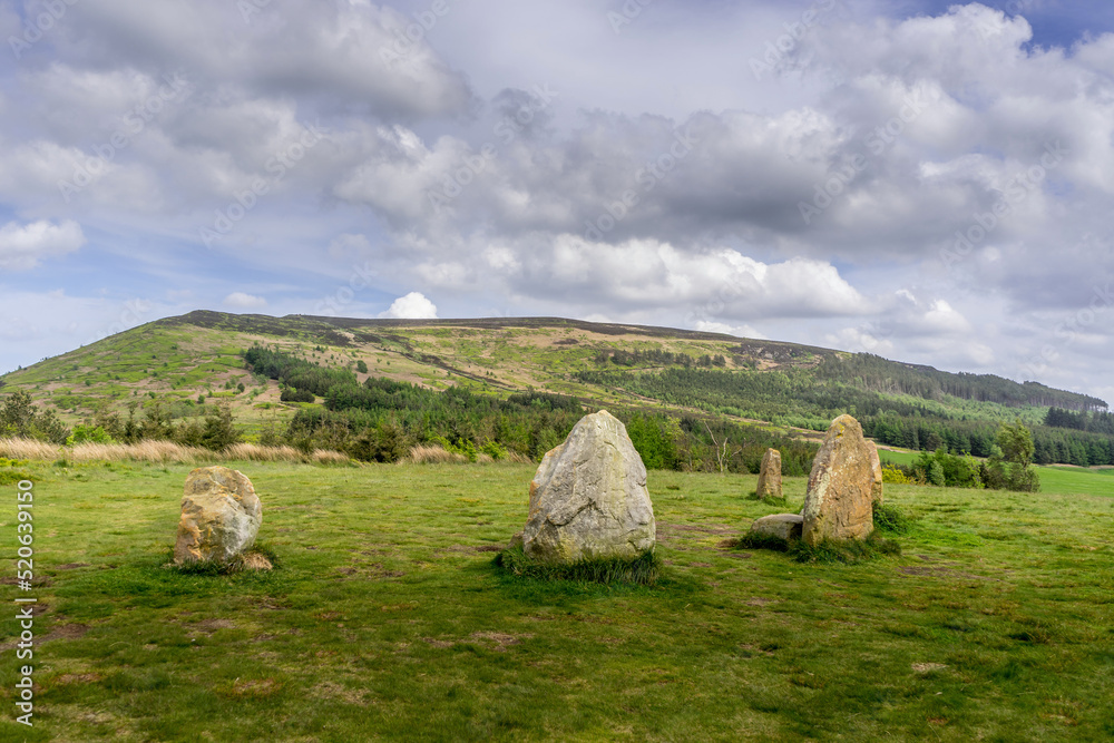Stone Circle at Lordstones Country Park in the North Yorkshire Moors in the background is Cringle Moor