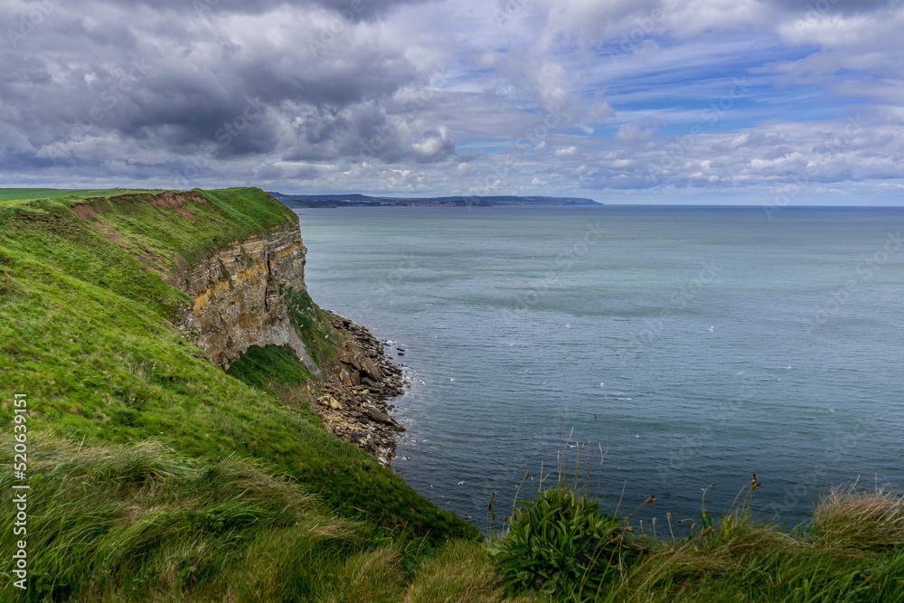 View from the clifftops near Filey Brigg looking north towards Scarborough