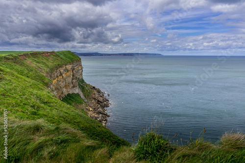 View from the clifftops near Filey Brigg looking north towards Scarborough