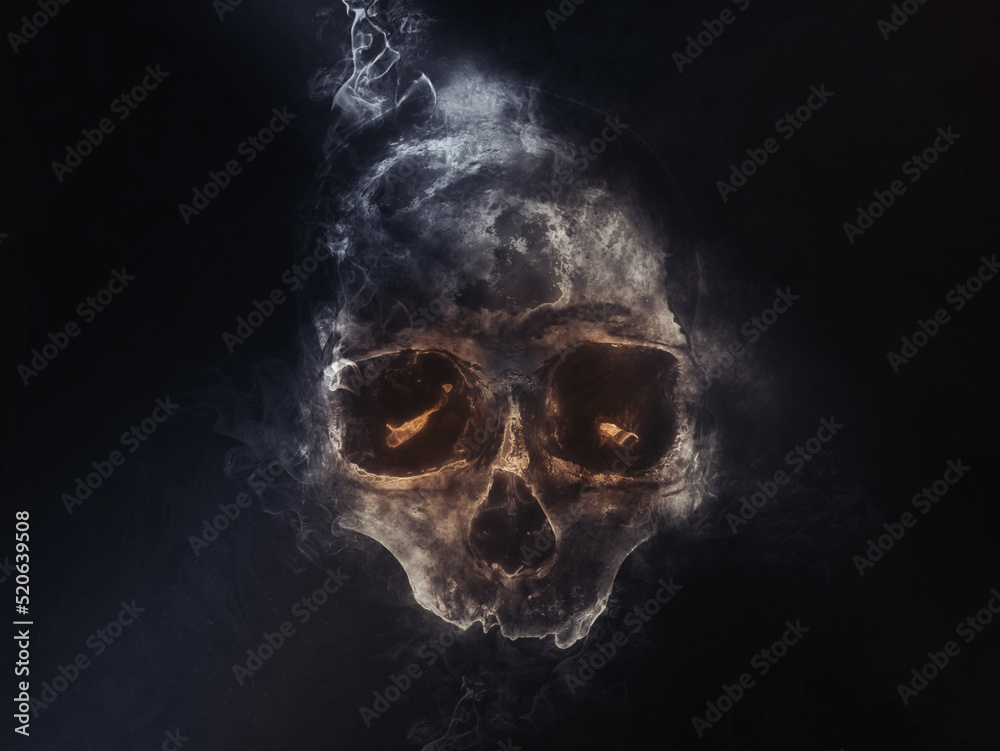Smoke skull in two colors - 3D Illustration Smoke skull in two colors - 3D Illustration
