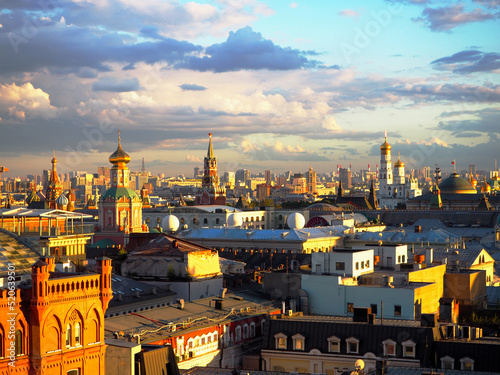 Panoramic view on Moscow city center and Kremlin, Russia