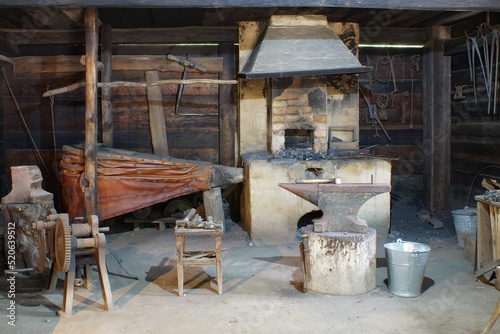interior of an old country forge