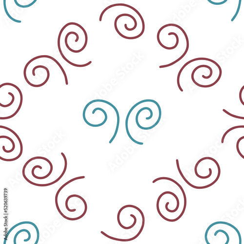 Swirl icon vector illustration. Seamless pattern. Hand drawn colorful design. Safety wind concept. Isolated graphic symbol. Autumn art sign. Brushstroke pictogram. Many doodle curve stroke