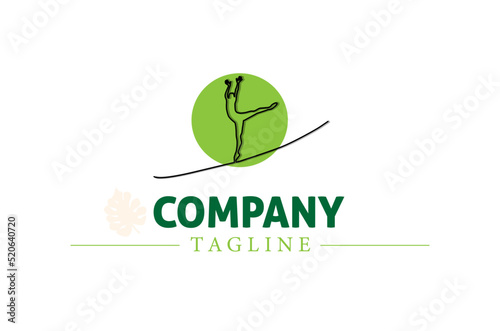 silhouette of a fit flexible woman dietitian health medical green business logo design