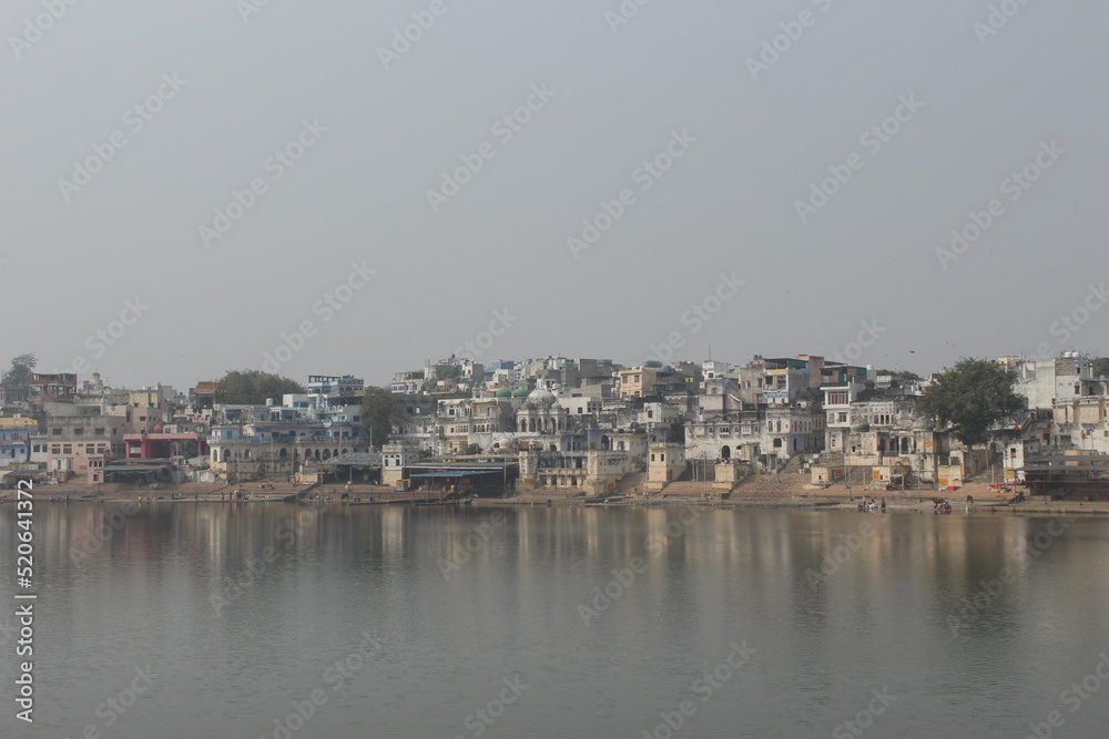 The Beautiful Ghat View of Pushkar, Rajasthan, India. Pushkar Lake.