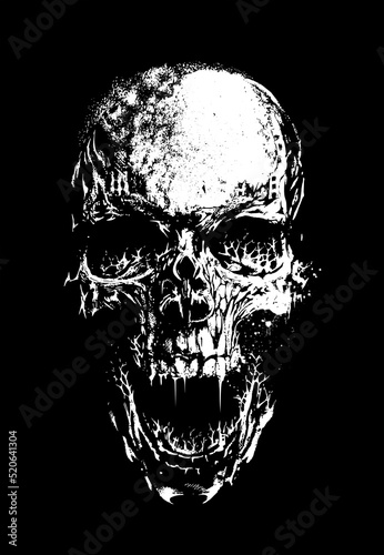 Scary, horror style human skull illustration. Vector illustration of an optical illusion.