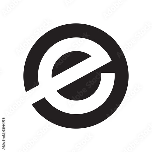 Letter e logo icon vector in a circle 