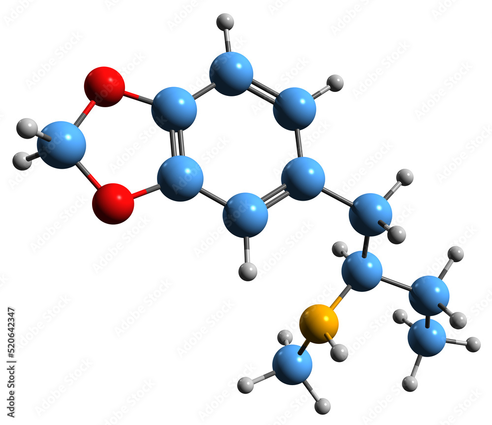 3D image of MBDB skeletal formula - molecular chemical structure of ...