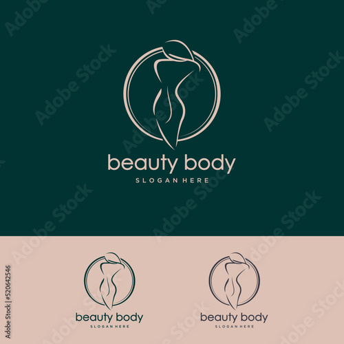 Women's Body Back View Icon Vector Logo Template Illustration Design
