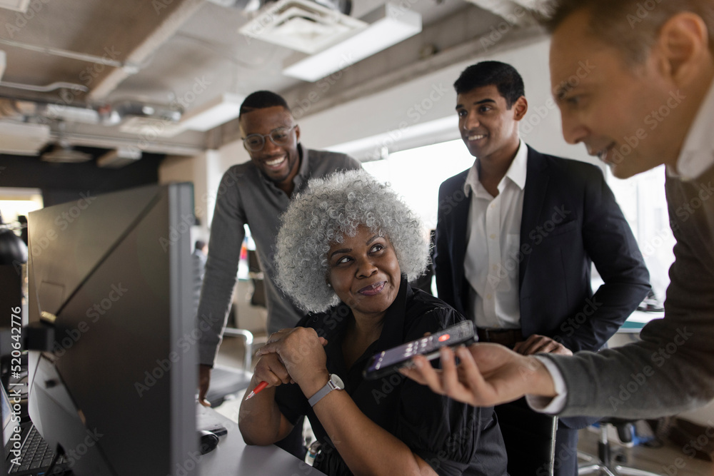 Happy People Talking On Computer