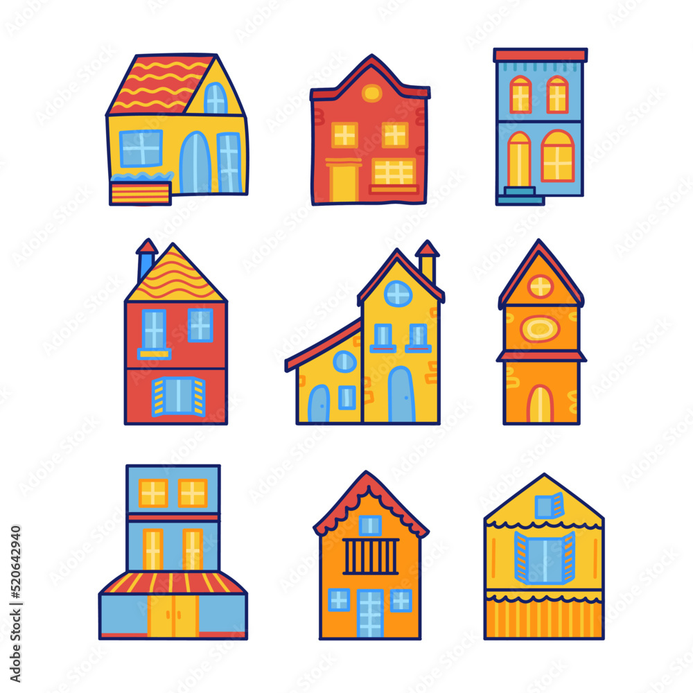 house vector flat  set icon.Vector illustration building of home.
