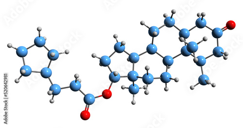  3D image of Mesterolone cipionate skeletal formula - molecular chemical structure of  synthetic anabolic–androgenic steroid isolated on white background
 photo
