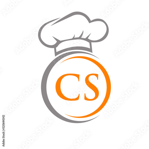 Initial Letter CS Restaurant Logo Template. Restaurant Logo Concept with Chef Hat Symbol Vector Sign