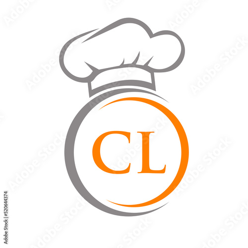 Initial Letter CL Restaurant Logo Template. Restaurant Logo Concept with Chef Hat Symbol Vector Sign