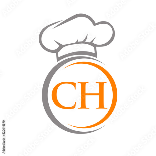 Initial Letter CH Restaurant Logo Template. Restaurant Logo Concept with Chef Hat Symbol Vector Sign