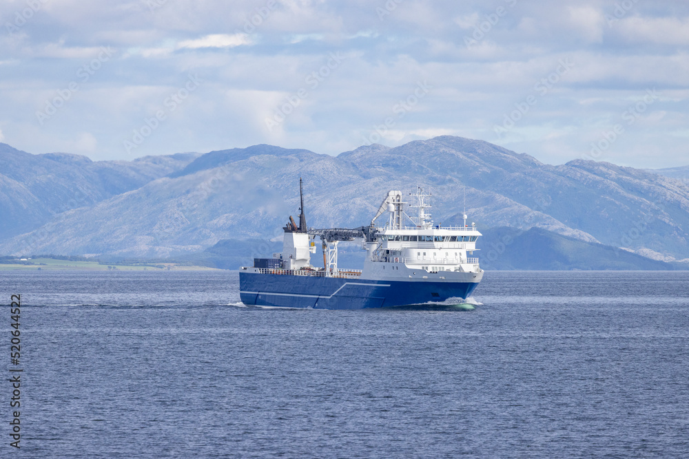 Ms Folla is an environmentally friendly and flexible feed boat,Helgeland,Northern Norway,scandinavia,Europe	