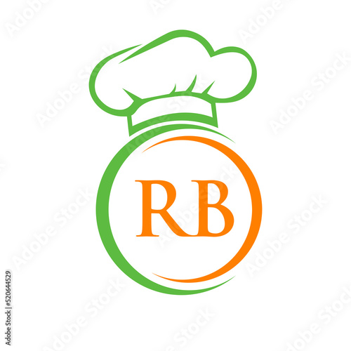 Initial Letter RB Restaurant Logo Template. Restaurant Logo Concept with Chef Hat Symbol Vector Sign