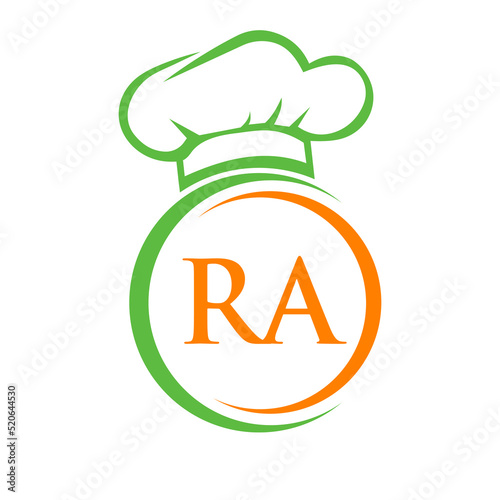 Initial Letter RA Restaurant Logo Template. Restaurant Logo Concept with Chef Hat Symbol Vector Sign