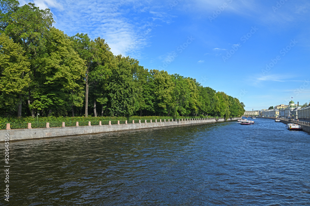 Summer Garden and Fontanka river in Saint Petersburg, Russia