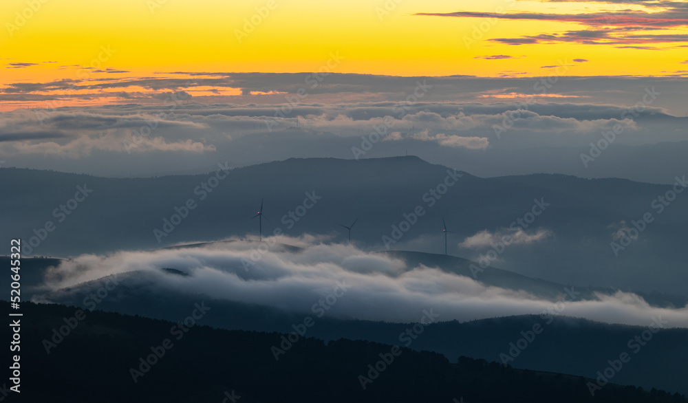 Fototapeta premium Dusk and sunset sequence in the valleys, in summer!