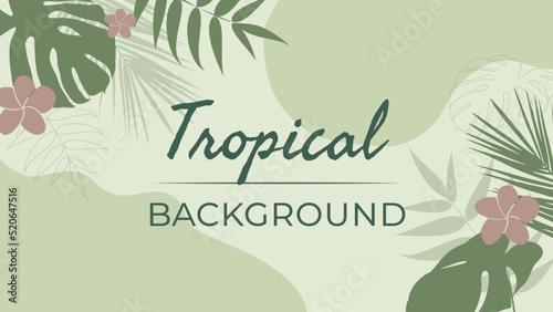Fototapeta Vector tropical background. Tropical leaves. Tropical flowers.