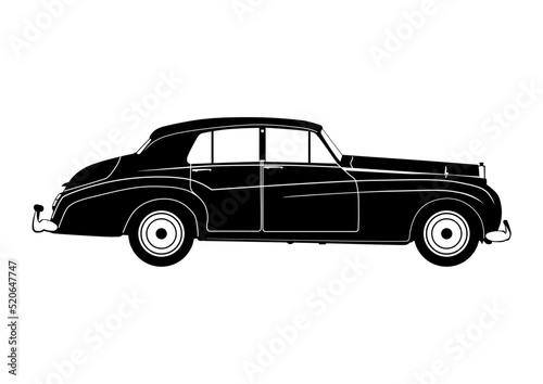 Silhouette of a classic limousine. A vector consisting of two shapes.