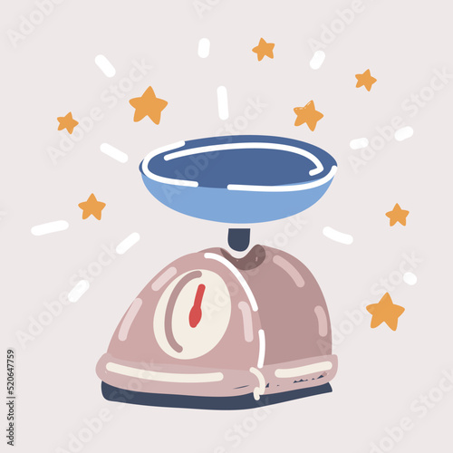 Domestic weigh scales icon. Cartoon illustration of domestic weigh scales vector icon for web design