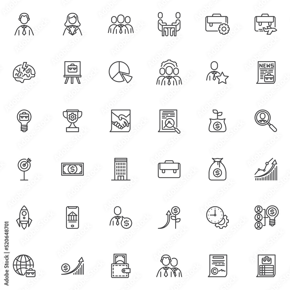 Business and finance line icons set Business and finance line icons set