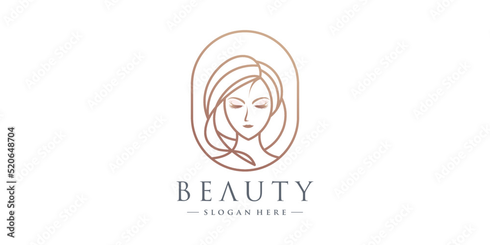 Beauty woman logo design with unique and simple concept Premium Vector Beauty woman logo design with unique and simple concept Premium Vector