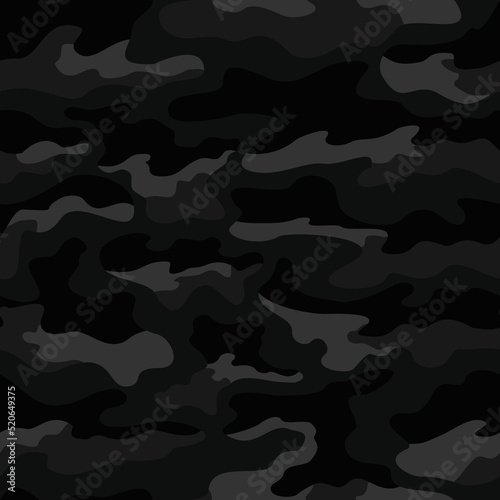 black camouflage disguise, vector night pattern, modern trendy print.