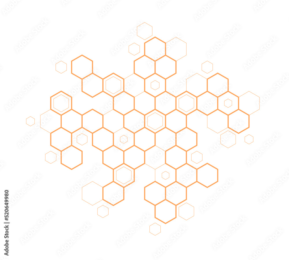 Bee honey comb background . Simple pattern bee honeycomb cells. molecular structure. science Illustration. Vector texture. Futuristic geometric print