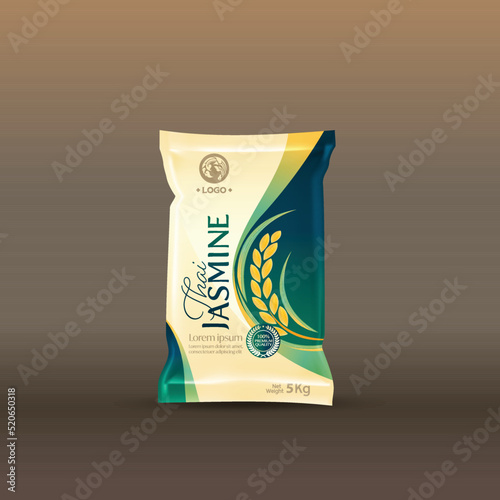 Rice Package Mockup Thailand food Products, vector illustration