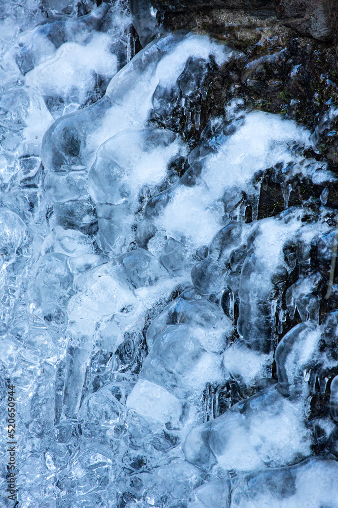 Winter ice formation in a brook in Vernon, Connecticut.