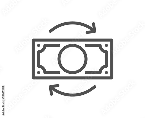 Change money line icon. Currency exchange sign. Transfer payment symbol. Quality design element. Linear style change money icon. Editable stroke. Vector