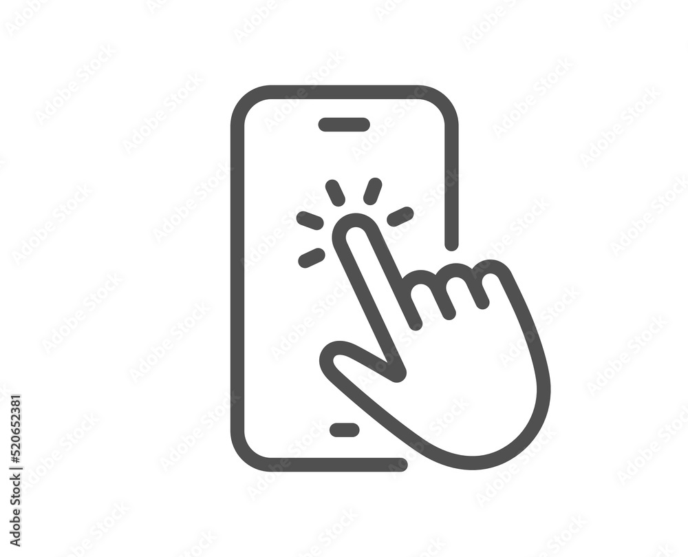 Phone touch line icon. Smartphone app sign. Cellphone mobile device symbol. Quality design element. Linear style phone touch icon. Editable stroke. Vector Phone touch line icon. Smartphone app sign. Cellphone mobile device symbol. Quality design element. Linear style phone touch icon. Editable stroke. Vector