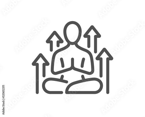 Yoga line icon. Meditation pose sign. Relax body and mind symbol. Quality design element. Linear style yoga icon. Editable stroke. Vector