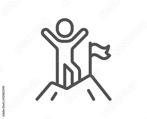 Leadership line icon. Person with flag sign. Business skill symbol. Quality design element. Linear style leadership icon. Editable stroke. Vector