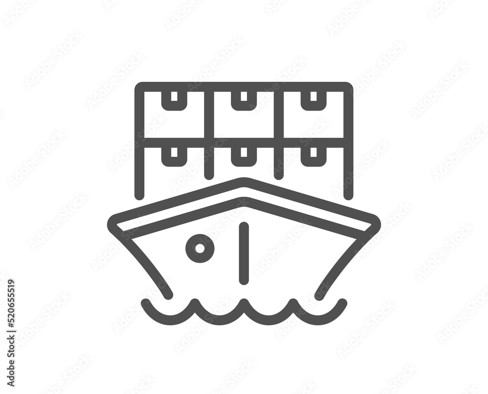 Shipment line icon. Logistic ship service sign. Delivery freight boxes symbol. Quality design element. Linear style shipment icon. Editable stroke. Vector Shipment line icon. Logistic ship service sign. Delivery freight boxes symbol. Quality design element. Linear style shipment icon. Editable stroke. Vector
