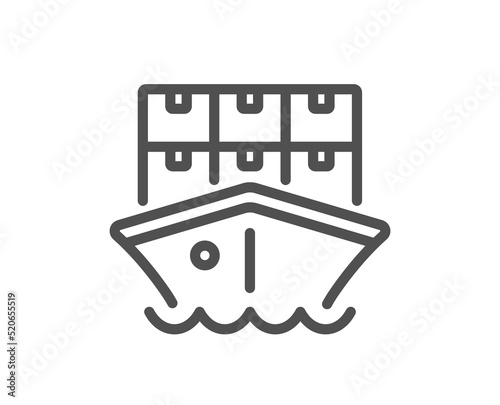 Shipment line icon. Logistic ship service sign. Delivery freight boxes symbol. Quality design element. Linear style shipment icon. Editable stroke. Vector