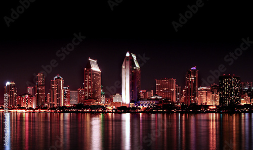 Sad Diego Night panorama of the skyline. 