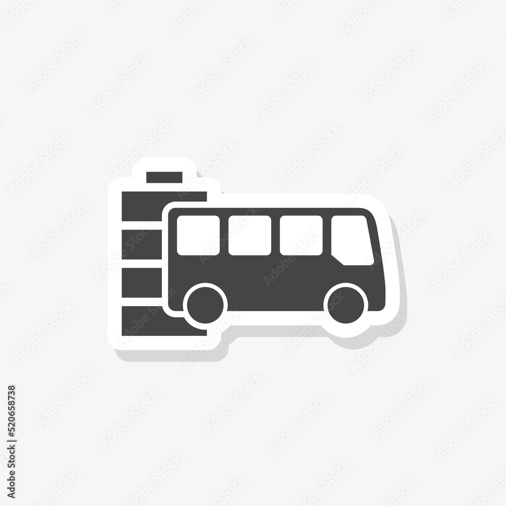 Electric bus with fully charged battery energy indicator sticker Electric bus with fully charged battery energy indicator sticker
