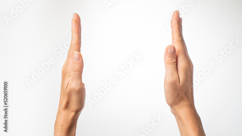 Women's hands show a wide distance with palms