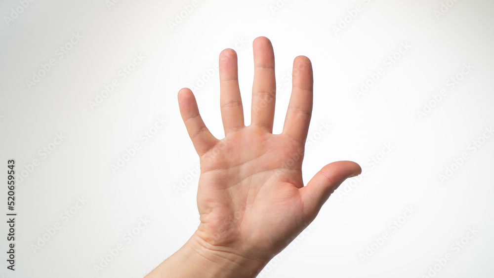 Men's hands gesture counting on fingers five palmar side Men's hands gesture counting on fingers five palmar side