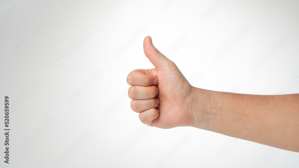 Men's hand thumbs up gesture like, cool