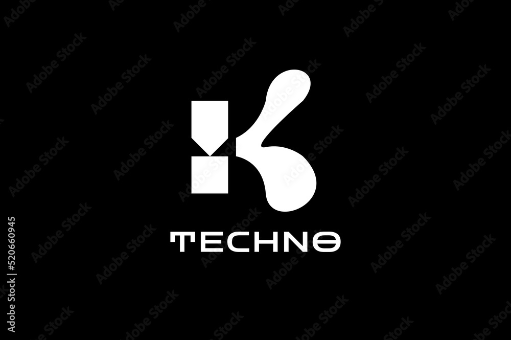 abstract flat tech k modern logo design