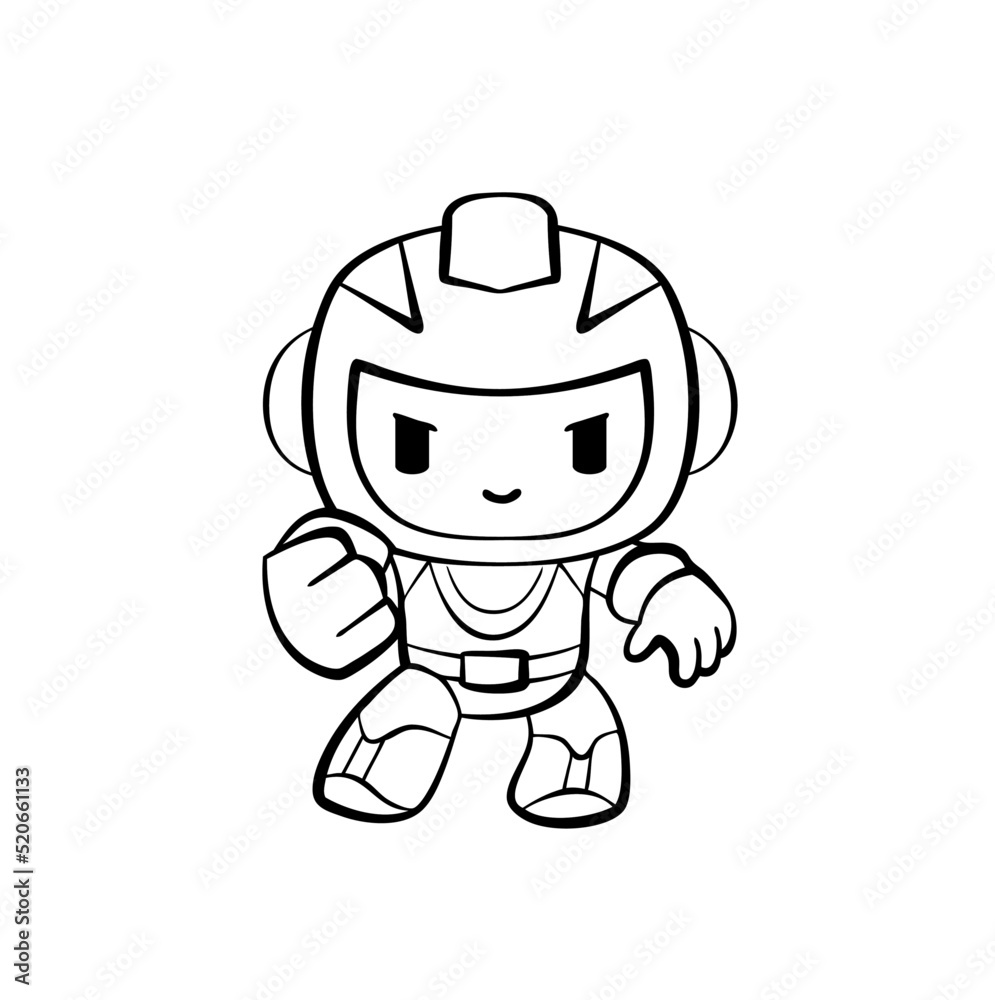 Fototapeta premium Cartoon space boy for coloring page.