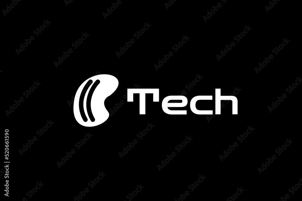 abstract flat letter b tech modern logo design