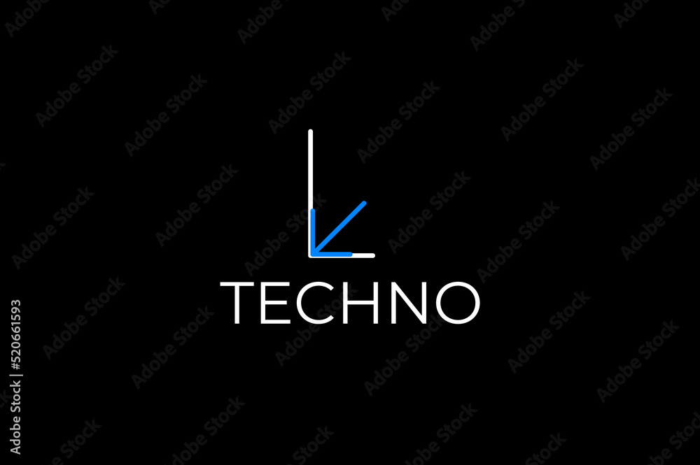 abstract flat tech letter l arrow modern logo design